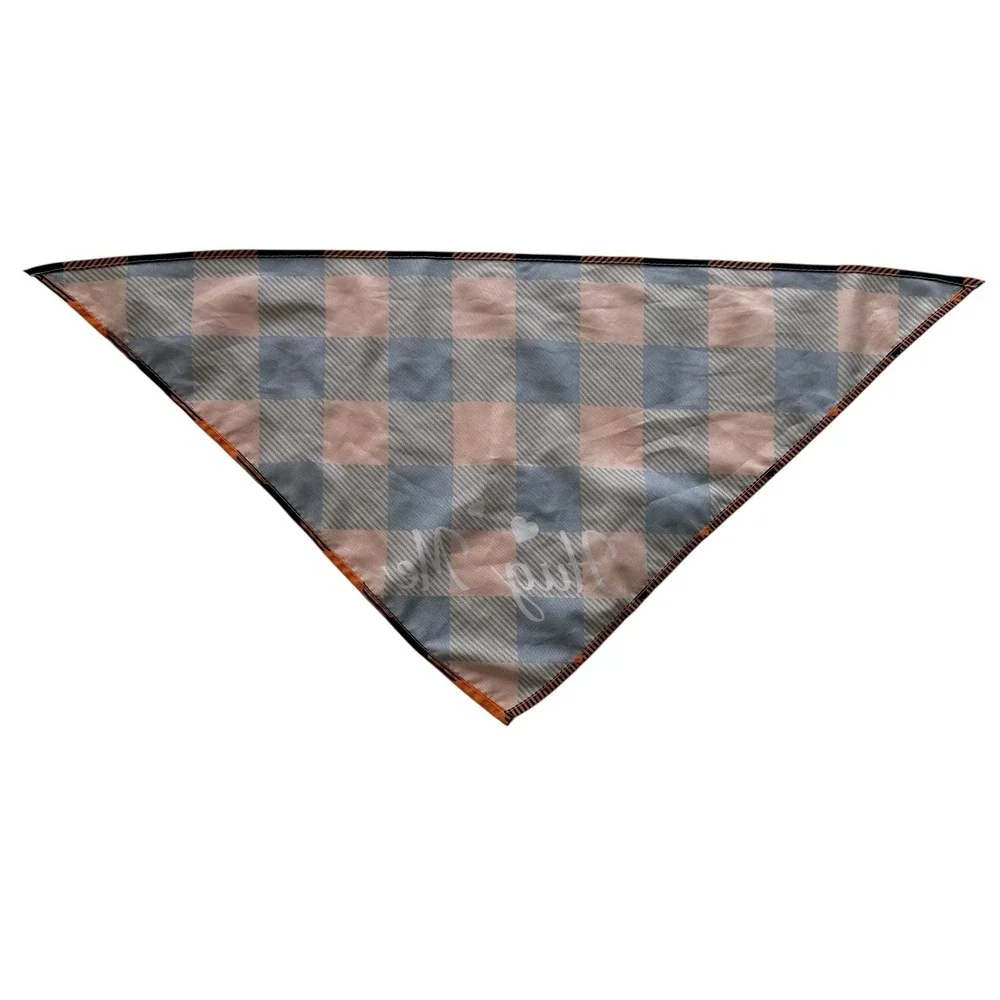 Fall Dog Bandana Halloween Black Orange Buffalo Plaid Tie-On Scarf 24